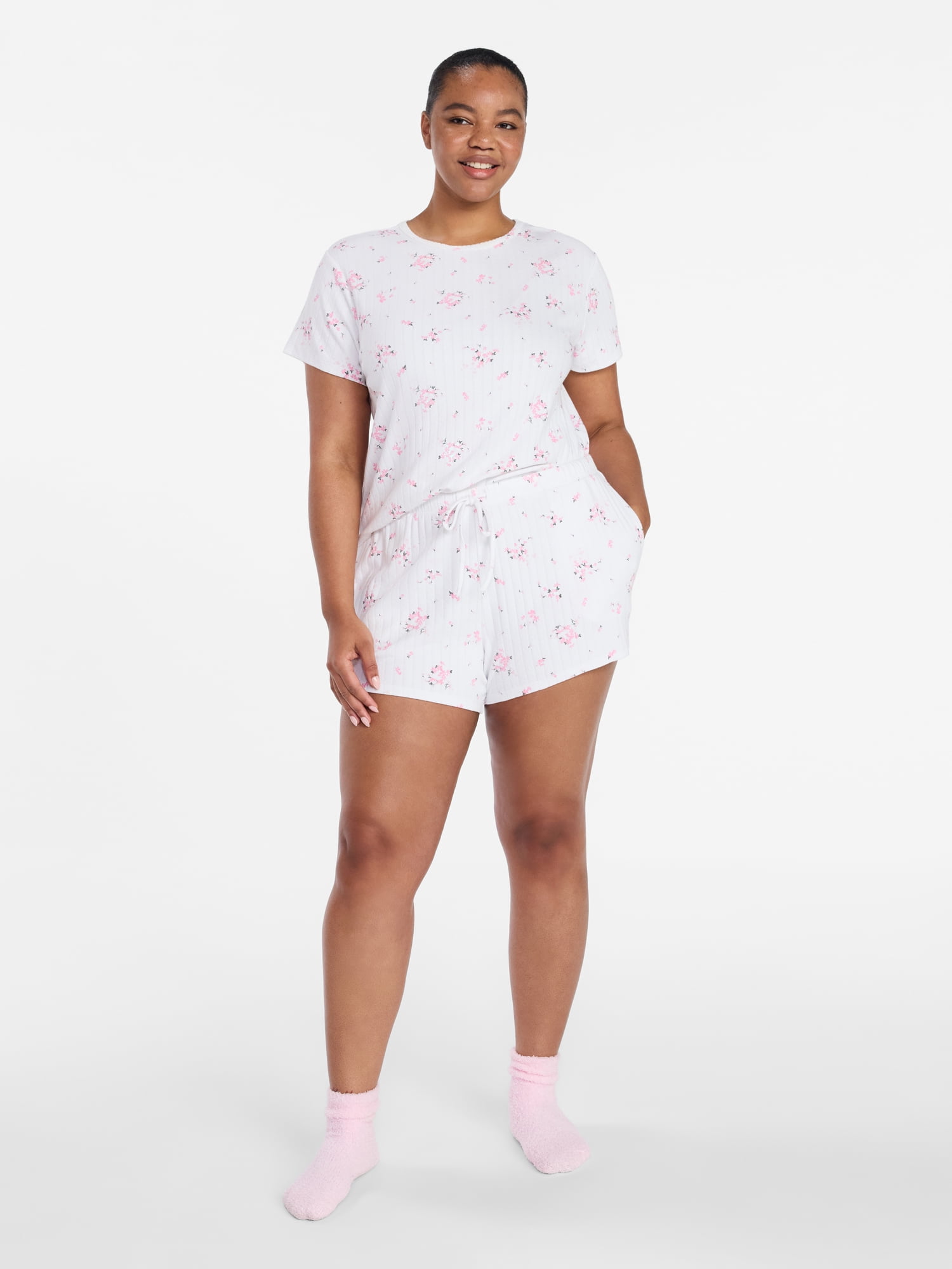 Joyspun Women’s Pointelle Knit Sleepwear Short, Sizes XS-3X