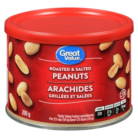Great Value Roasted & Salted Peanuts, 200 g