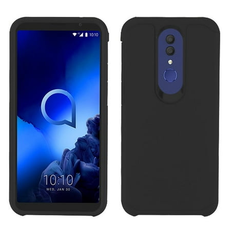 ALCATEL 1X [2019] Phone Case Protective High Impact Shock Absorption Heavy Duty 2 Layers Hybrid Armor Rubber Rugged Silicone Gel TPU Hard Bumper Cover BLACK Slim Phone Case for Alcatel 1X /