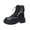 Black, variant on Ankle Boots for Women Solid Color Mid Heel Booties Goth Round Toe Mesh Cutout Boots Women Lace Up Motorcycle Wedges