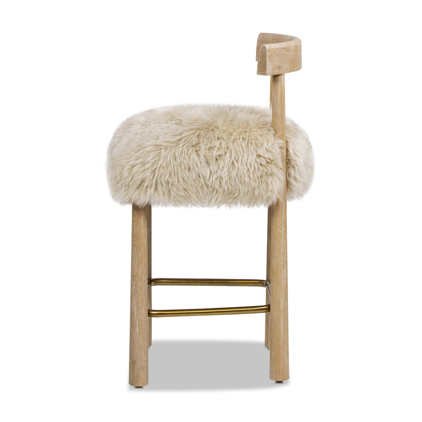 Jennifer Taylor Home Arden 27.5 Genuine Fur Counter Height Bar Stool Natural Blonde Genuine Fur