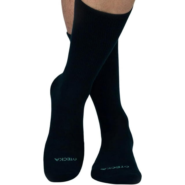 OTECKA Unisex Basic Crew Socks with Moisture-Wicking - Cushion Comfort Crew Socks, Blue, Large-X-Large
