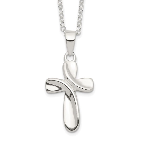 Auriga Fine Jewelry 925 Sterling Silver Rhodium-plated Cross Necklace for Women 18"