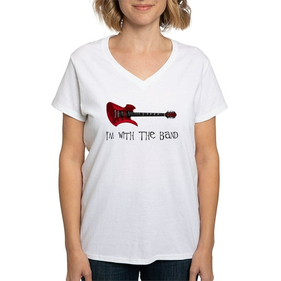 CafePress - I'm With The Band Women's V Neck T Shirt - Womens Cotton V-Neck T-shirt