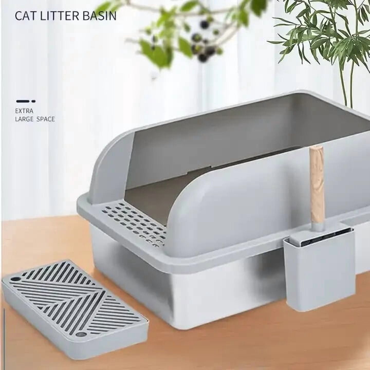 Enclosed Sides Stainless Steel Cat XL Litter Box Keep Litter In the Pan