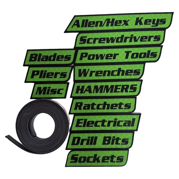12 PCS Magnetic Tool Box Labels, Toolbox Labels Magnetic, General Tool Box Organize Accessories, Reusable Tags for Steel Toolboxes, Carts, Drawers, and Cabinets