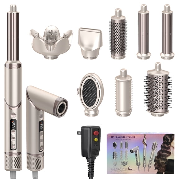 8 in 1 Hair Styler & Hair Dryer Brush Blow Dryer, 110,000 RPM High Speed Nora Hair Styler for Straightening Curling Volumizing Drying