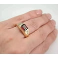 thumbnail image 2 of 2.00Ct Emerald Cut Simulated Red Garnet Solitaire Men's Wedding Band Ring 14k Yellow Gold Plated 925 Silver, 2 of 4