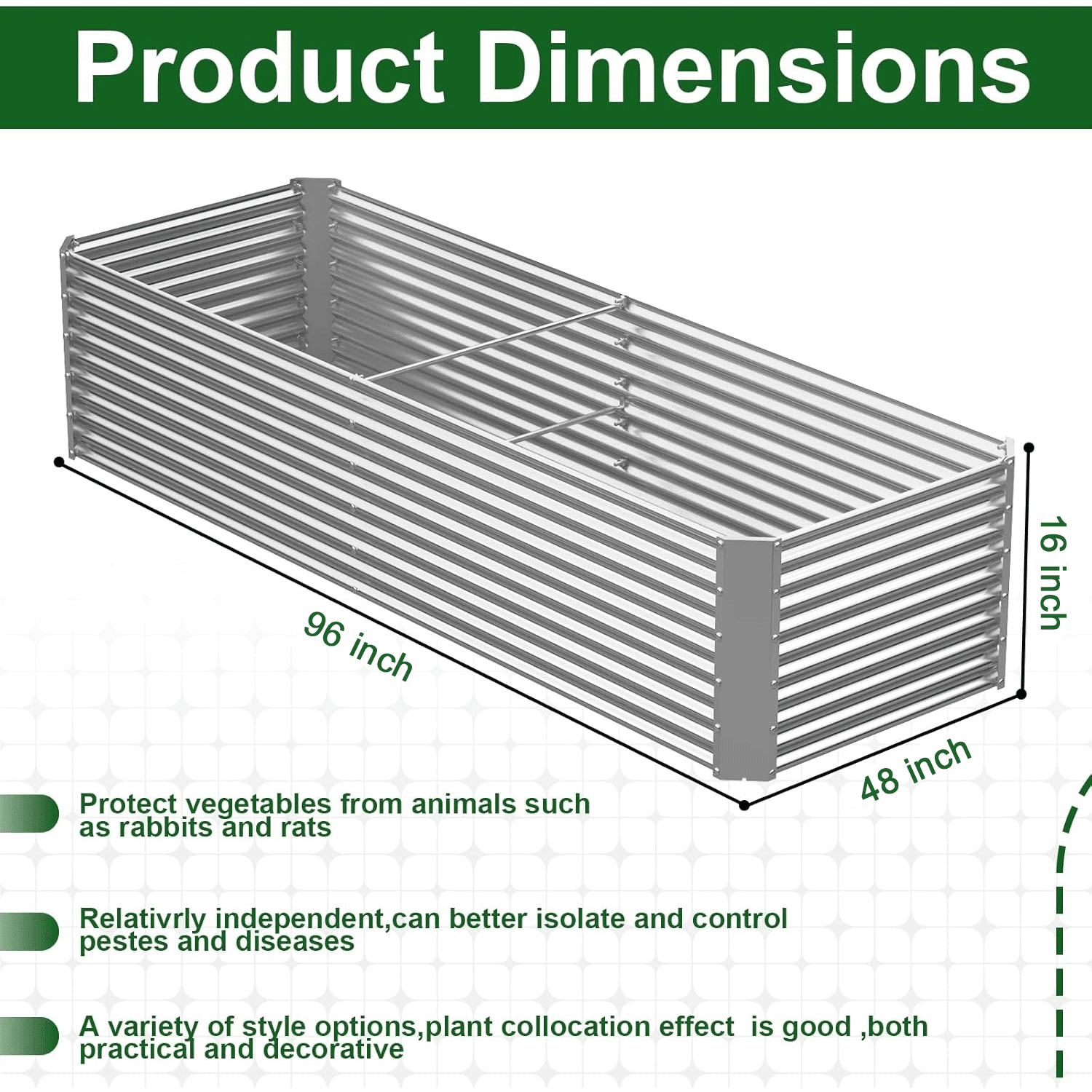 CATMANOR 2 Pack 8x4FT Tall Galvanized Raised Garden Bed Outdoor,Metal Garden Bed for Vegetables,Steel Raised Beds for Gardening,Above Ground Garden Box for Flower