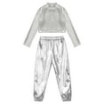 thumbnail image 3 of TiaoBug Kids Girls Jazz Street Dance Hip Hop Activewear Sequins Crop Top And Pants Sport Workout Outfit Silver 8, 3 of 7