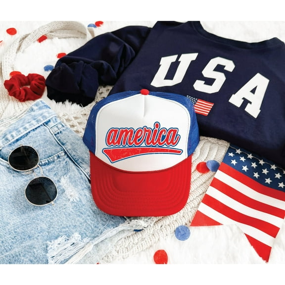 America- Unisex Red,White, and Blue Unisex Foam Trucker Hat
