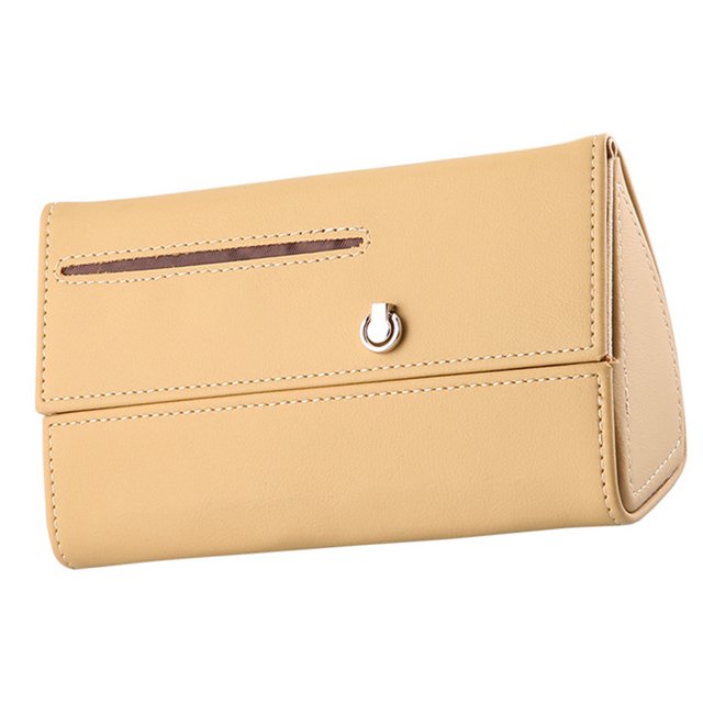 Kenally Estuche para gafas de sol con visera de coche, colgador de Clip, sujetador magnético, soporte para gafas de sol, caja de almacenamiento de cuero Automoción decorativa y accesorios beige Kenally VI001126-03B