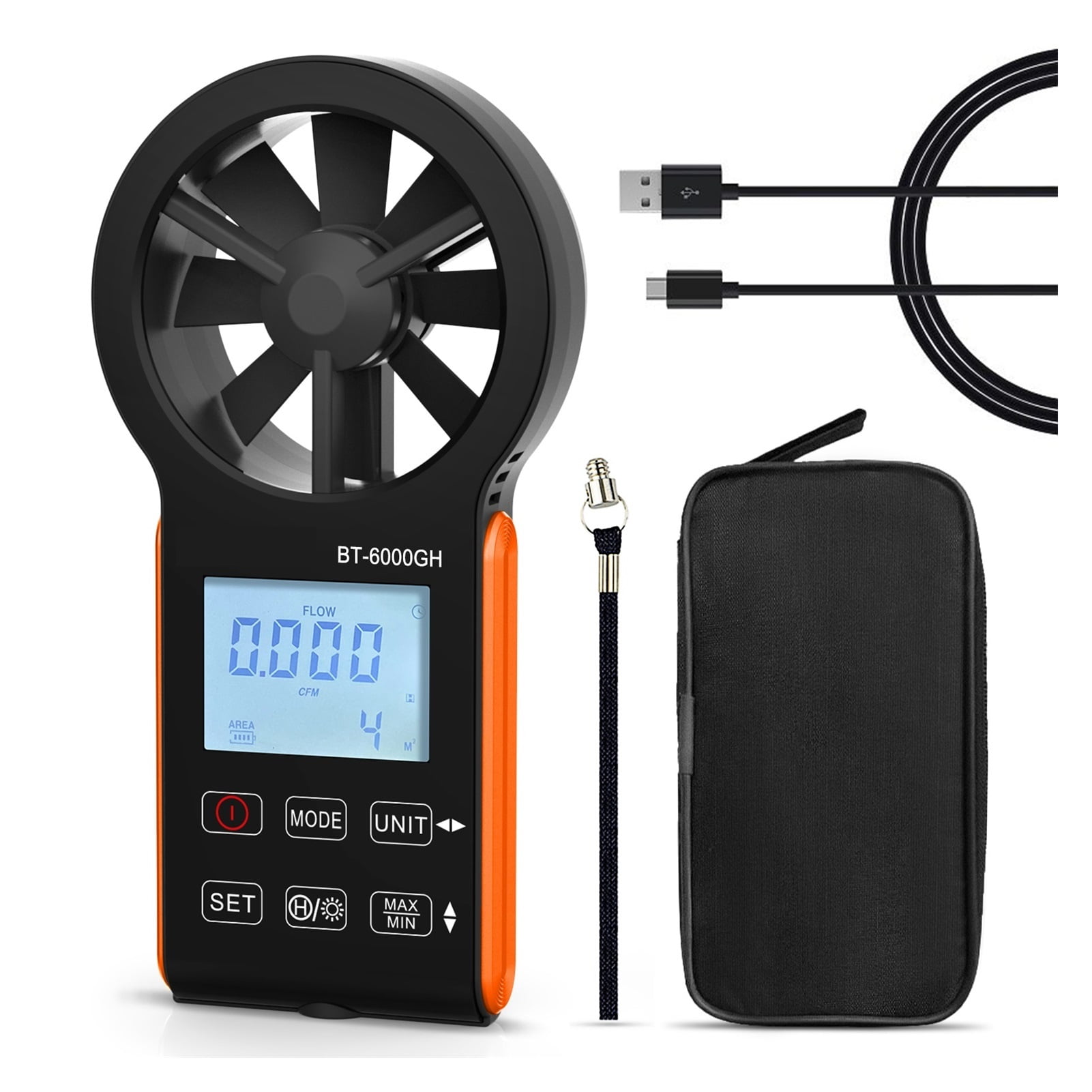Wind Speed Measurement New Rechargeable Anemometer with Touching Key,Temperature Display,Instrument