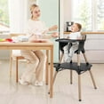 thumbnail image 2 of Babyjoy 4 in 1 Baby High Chair Convertible Toddler Table Chair Set with PU Cushion Brown, 2 of 8