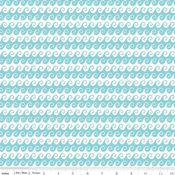 Free as the Ocean Waves Aqua Cotton Fabric