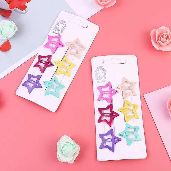 Clispeed Star Shaped Hair Barrettes Metal Multi Color 12Pcs Holds Hair in Place for Everyday Use Teens