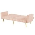 thumbnail image 6 of Velvet Futon Sofa Bed Convertible Sleeper Sofa Couch, Upgrade Button Tufted Oversized Loveseat Sofa with 3 Adjustable Positions and 6 Metal Legs for Living Room Bedroom Office, 76-inch Pink, 6 of 7