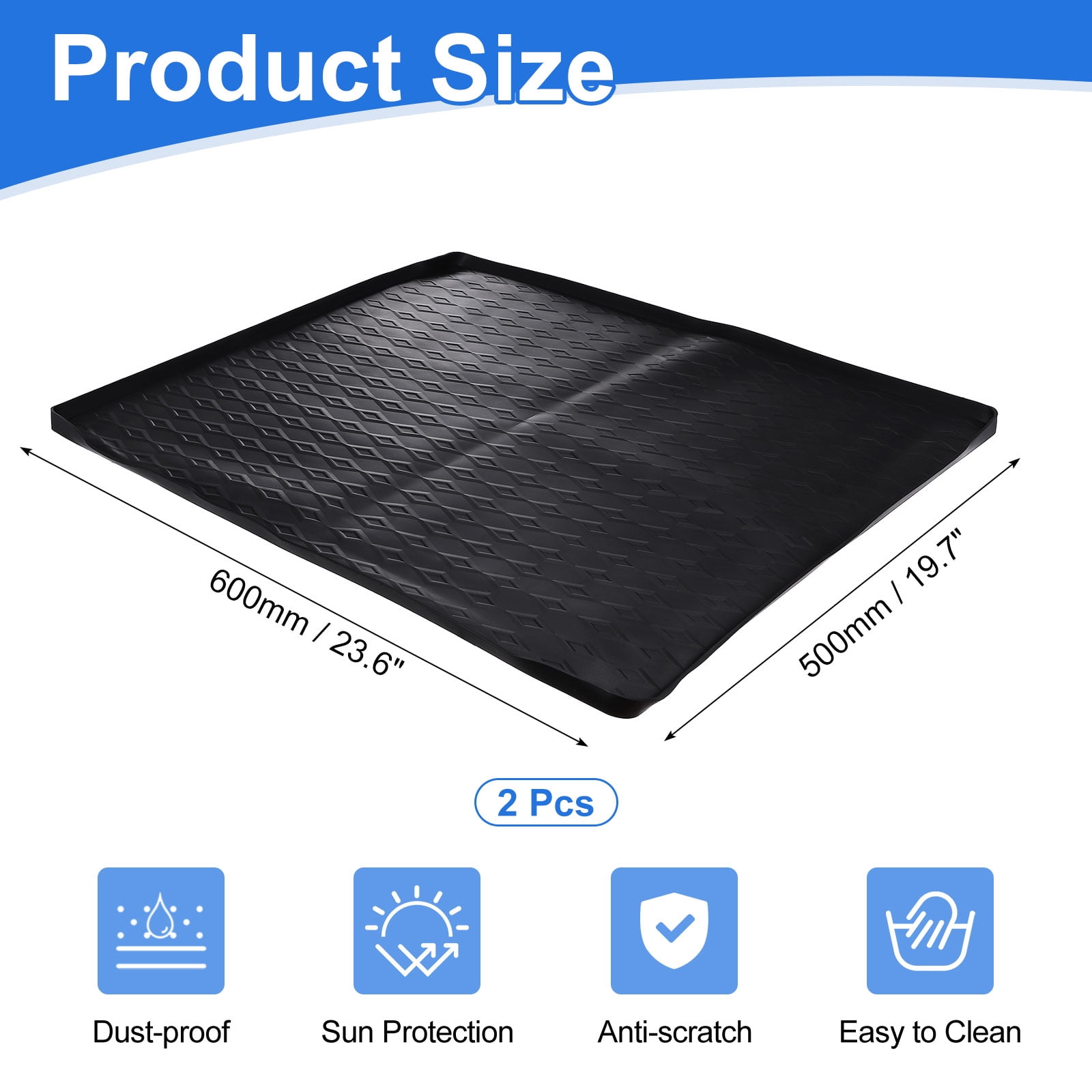 Uxcell 2Pcs Washer and Dryer Top Protector Mat (23.6" x 19.7") - Non-Slip Heat-Resistant Leak-Proof Washable, Silicone Washing Machine Top Cover Pad for Home/Kitchen/Laundry Room, Black