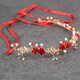 thumbnail image 3 of Diadema roja con perlas y flores de imitación para bodas, banquetes y bailes de graduación., 3 of 6