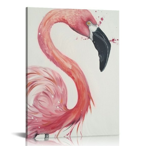 COMIO Flamingo Canvas Wall Art Pink Bird Framed Framed Artsy Romantic Wall Paintings Girlfriend gift for Living Room Bedroom Bathroom Office Wall Decor