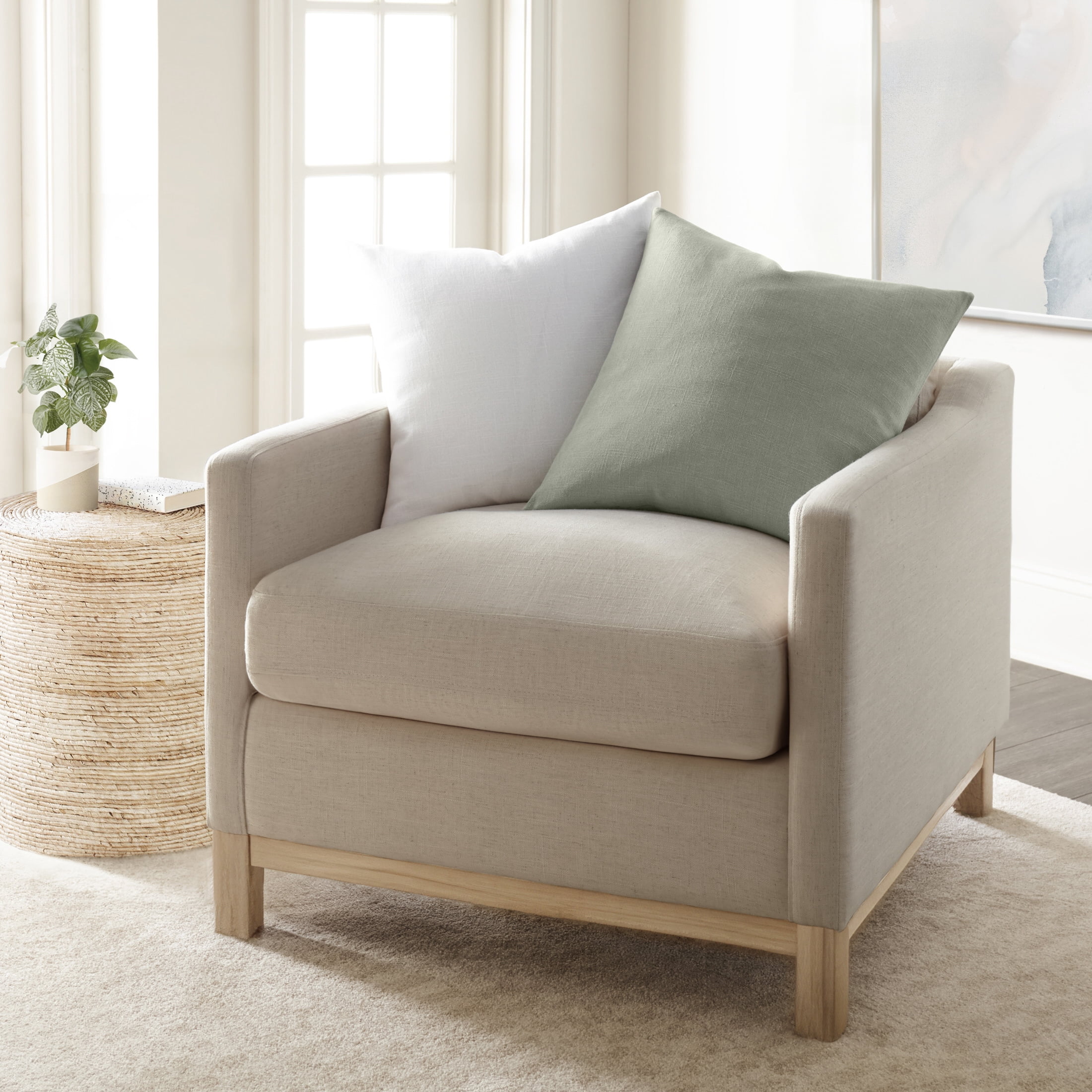 Stone Washed Throw Pillows in Distressed Cotton Solid Light Gray by Comfort Canopy