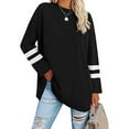 thumbnail image 2 of tklpehg Fall Crewneck Sweatshirt Crewneck Casual Classic Solid Colors Comfortable Loose Fit Blouse Long Sleeve Shirts Ladies Tops Sweatshirt Fall Tops Black L, 2 of 8