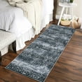 thumbnail image 2 of Hasoo Washable Runner Rug 2x6 Bathroom Damask Floral Rug Runner Vintage Distressed Kitchen Rug, Black Gray, 2 of 6
