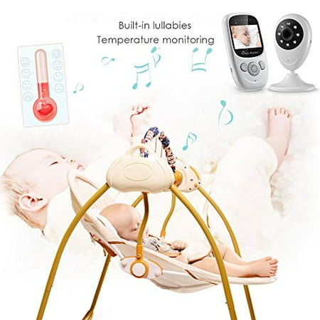 Video Baby Monitor with LCD Display, Digital Camera, Infrared Night Vision, Temperature Monitoring, Lullabies, Long Range and High Capacity Battery