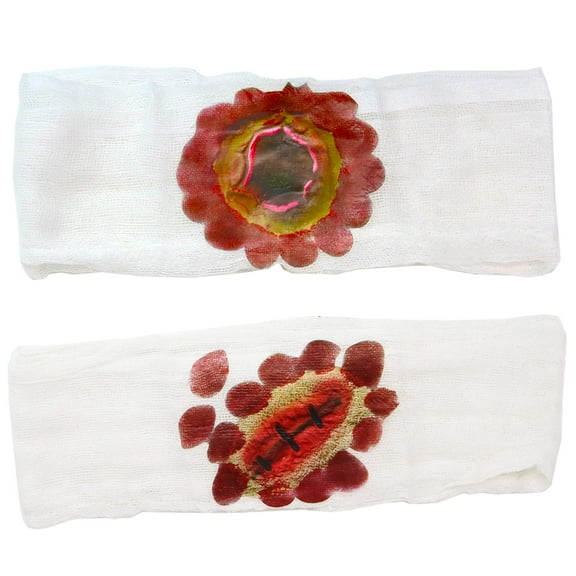 Skeleteen Bloody Wound Gauze Bandage - Halloween Blood Costume Bandages 1 Piece Assorted Styles