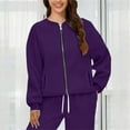 thumbnail image 2 of Holzkary Zip Up Cardigan Sweatshirts for Women Sweatshirts with Pocket Long Sleeve Cute Hoodie Clothes Graphic Printed Pullover Top Comfy Fall Winter Outfits Clothes 2025 Fashion Dark Purple Xxl, 2 of 9