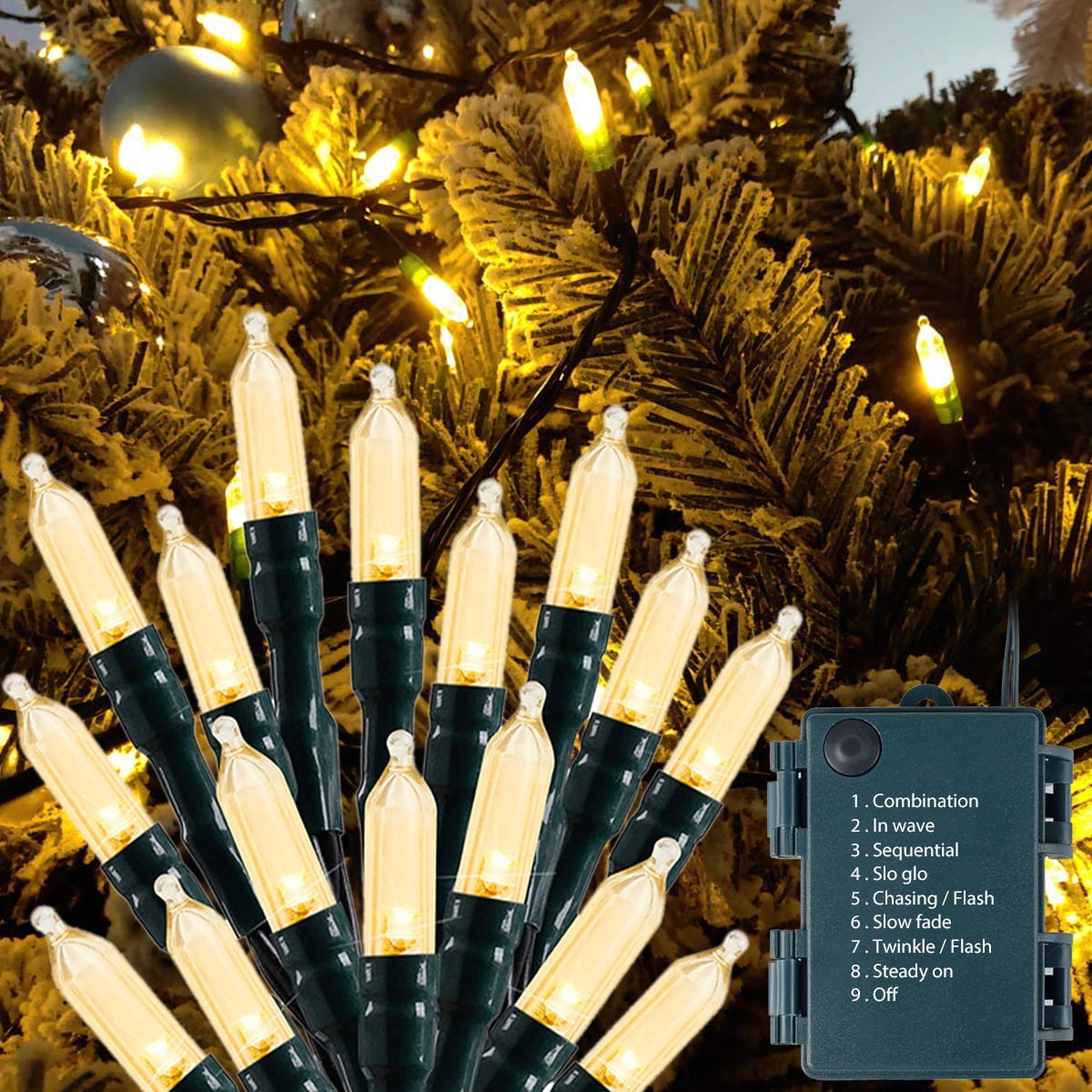 Welpettie Christmas String Light Battery Operated Christmas Light IP44