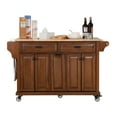 thumbnail image 2 of Cambridge Mobile Kitchen Islands on Wheels with Storage, Rubber Wood Countertop, Spice Rack,Towel Holder, 3 Storage Drawers and 2 Cabinets, L60.5 x W18.13 x H36.75IN, (Mahogany), 2 of 17
