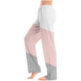 thumbnail image 4 of Wide Leg Lounge Pants for Women Color Block Drawstring Elastic Waist Loose Fashion Comfy Casual Pants (M, Pink), 4 of 7