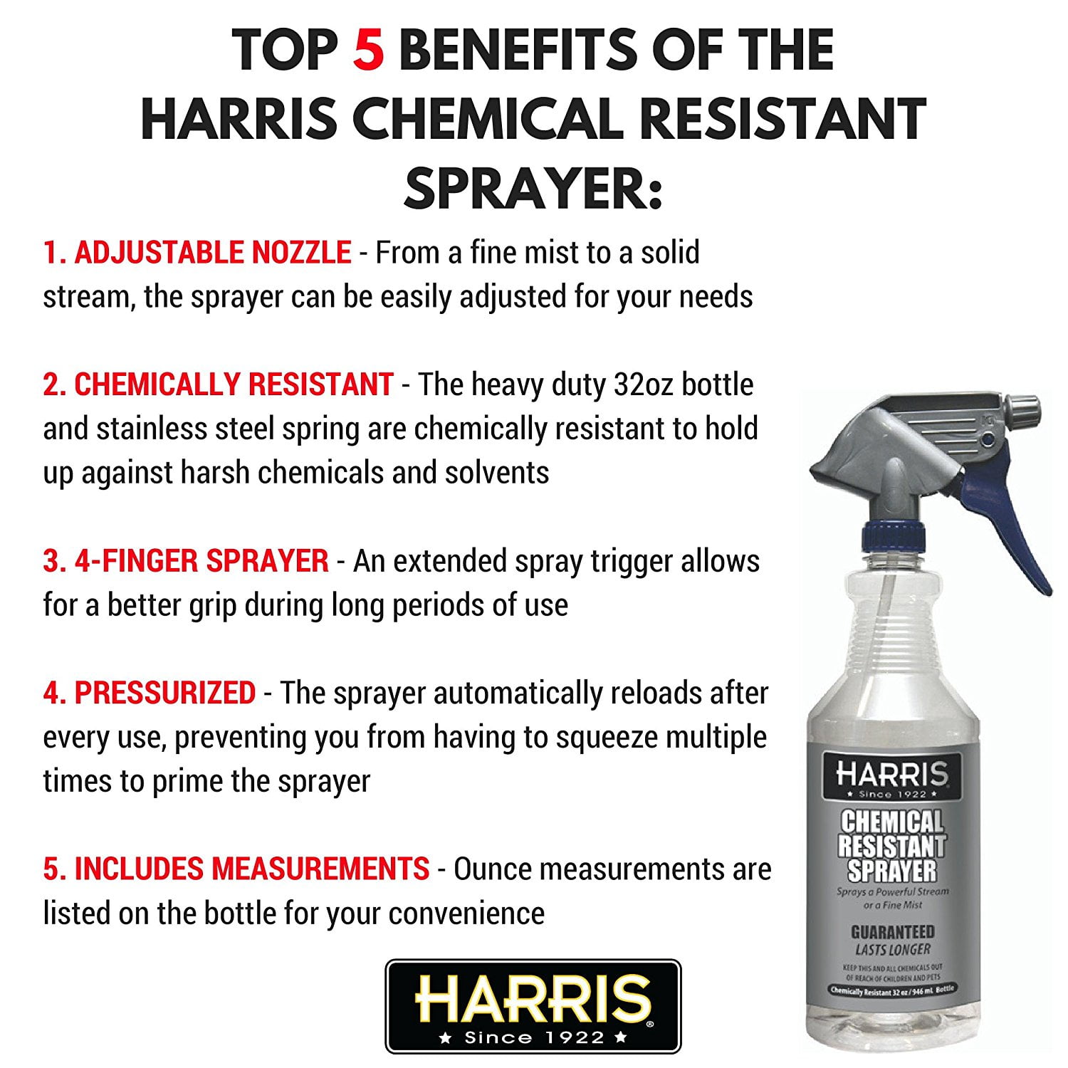 Harris Chemical Resistant 32 oz. Spray Bottle 