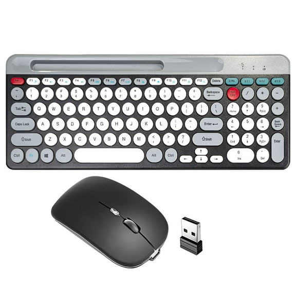 2.4G Bluetooth 2 Mode Keyboard and Mouse Combo with Phone Holder Keyboard and Mouse Keyboard Mouse Set for Mac/iOS/Android/Win7