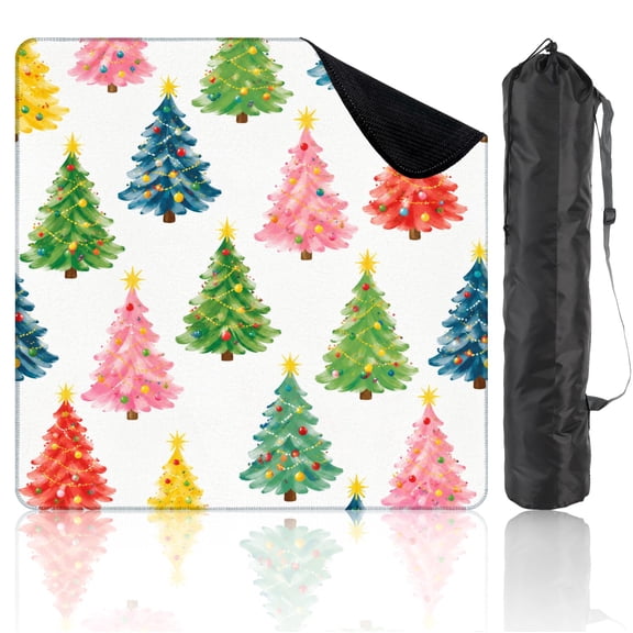 31.5" x 31.5" Mahjong Mat with Carrying Bag Christmas trees Non-Slip Noise Reduction Game Mat for American Mahjong Table Cover Game Night Decor Hostess Gift