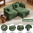 thumbnail image 4 of BedLuxury 76.7’’ Loveseat Sofa with Ottoman for Living Room, Modern Chenille Comfy L Shaped Couch, 2-Seat, Green, 4 of 10