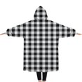 thumbnail image 2 of Oversized Wearable Blanket Hoodie,Black White and Gray Checkerboard Pattern Sherpa Blanket Hoodie with Super Pockets,Super Warm Fuzzy Pullover for Women & Men, 2 of 6