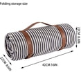thumbnail image 2 of Tarmeek Waterproof Picnic Blanket Large Outdoor Mat for Beach Camping Hiking Travel with Leather Straps 200x300cm Blue White Stripes, 2 of 5