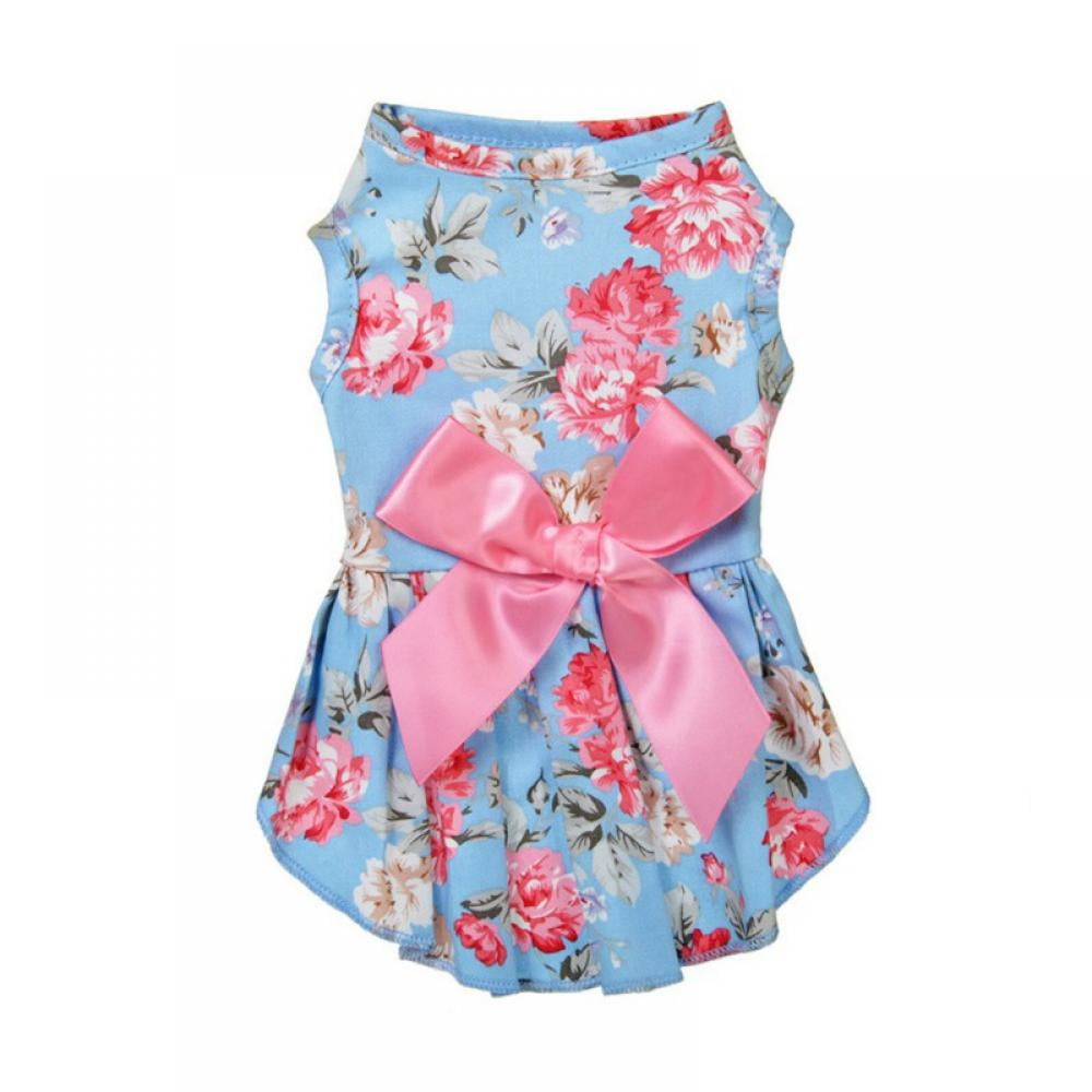 Geetobby Summer Puppy Dog Dress Thin Cute Princess Ribbon Skirt for Small Pets 
