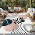 thumbnail image 3 of Outdoor Rug 6x9 ft Mid Century Boho Waterproof Outdoor Patio Rug Mat Non Slip Outside Area Rugs Carpet for RV,Camping,Porch,Deck,Pool,Balconybackyard,Navy Pink Abstract Geo Leaf White, 3 of 9