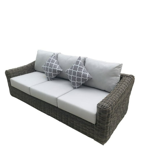 Teva Furniture Monterey Wicker / Rattan Patio Sofa with Cushion in Brown/Beige