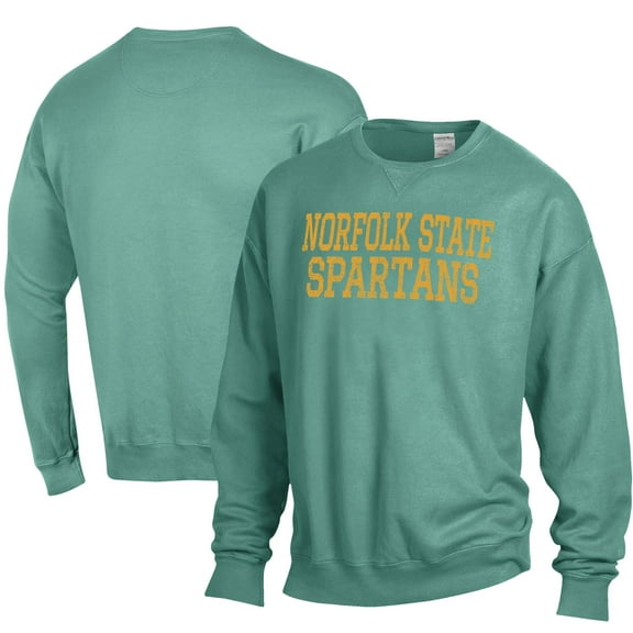 Men's ComfortWash Green Norfolk State Spartans Stack Garment Dyed Crewneck Pullover Sweatshirt