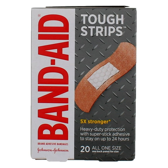 Band-Aid Brand Tough Strips Adhesive Bandage, All One Size, 20 ct (Pack of 3)