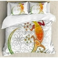 thumbnail image 3 of Ambesonne Batik Native Southeast Asian Common House Gecko Moon Lizard Tropical Monster Graphic Decor Duvet Cover Set, 3 of 3