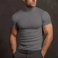 thumbnail image 2 of WTXUE T-Shirts Short Sleeve, Mock Neck Shirts for Men Male Summer Solid T Shirt Blouse Turtleneck T Shirt Solid | Casual for Men Grey S, 2 of 8