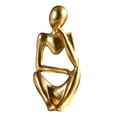 thumbnail image 1 of Figura de pensador abstracto nórdico de resina dorada de 12,5 cm, 1 of 1