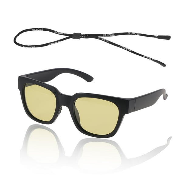 1 juego de gafas de motocicleta anti-reflejo Tri-Acetato de celulosa PC UV400 gafas de sol para deportes al aire libre para motocross, bicicleta de tierra, ATV, lente amarilla, marco negro
