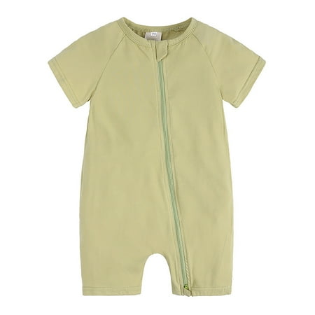 

XYIJANI Baby Girl Shorts Infant Summer Boy and Girl Sleeveless Solid Color Romper Comfortable Home Wear Outfits with Zipper Boy Outfits 12-18 Months Baby Boy S Clothing (Green 66)