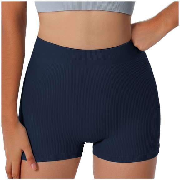 idosla Women Workout Booty Shorts Impact Scrunch Lifting Biker Gym Hot Shorts Spandex for Yoga Running (Dark Blue, M)